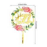 Metal Happy Birthday Cake Topper Artificial Flowers Cake Toppers
