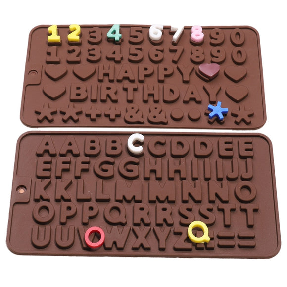 26 Letter Number Chocolate Silicone Mold  Baking Tools Non-stick Candy Mold 3D Mold DIY