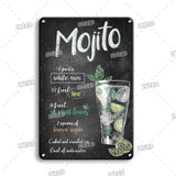 Vintage Gin & Tonic Tin Poster Wall Decoration Retro Cuba Mojito Cocktail Metal Plaque Sign Tiki Bar Kitchen Decor