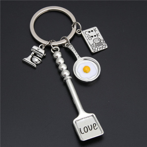 Fried Eggs & Utensils Keychains - Sizzle in Style