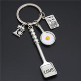 Fried Eggs And Utensils Keychains